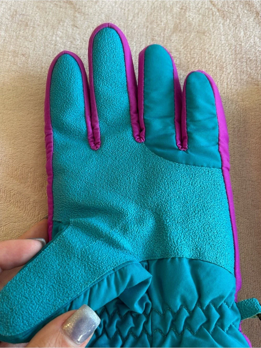 Thinsulate vintage 80s 90s insulated ski gloves teal and purple women’s M